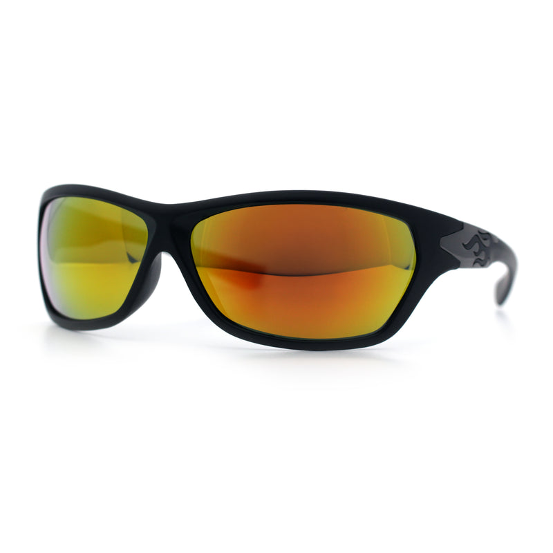 Mens Choppers Flaming Arm 90s Wrap Biker Manly Plastic Sunglasses