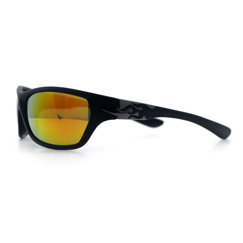Mens Choppers Flaming Arm 90s Wrap Biker Manly Plastic Sunglasses