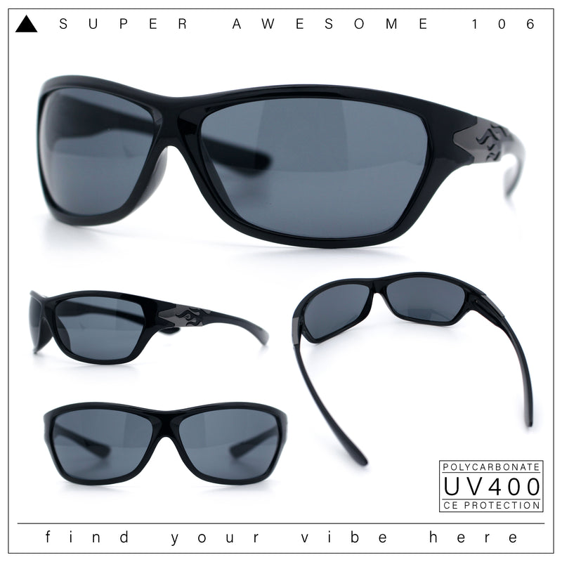 Mens Choppers Flaming Arm 90s Wrap Biker Manly Plastic Sunglasses