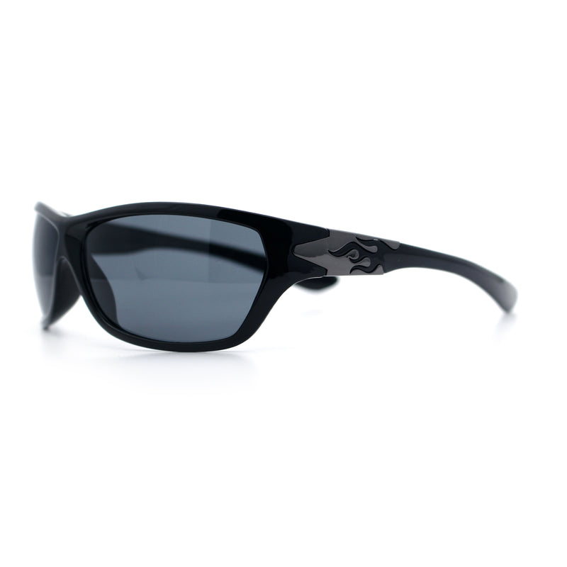 Mens Choppers Flaming Arm 90s Wrap Biker Manly Plastic Sunglasses