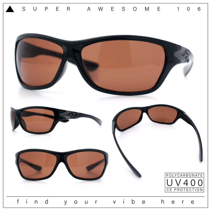 Mens Choppers Flaming Arm 90s Wrap Biker Manly Plastic Sunglasses