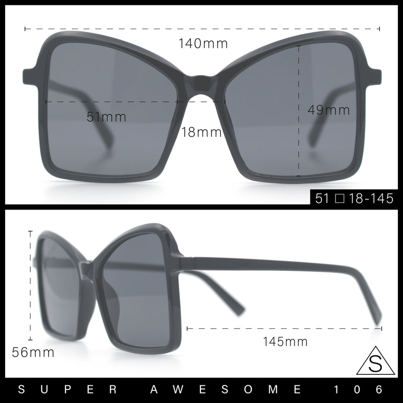 Womens Diva Oversized Butterfly Thin Plastic Fashion Retro Sunglasses