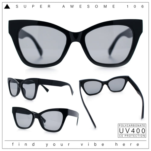 Womens Oversized Horn Rim Cat Eye Retro Fashion Plastic Sunglasses