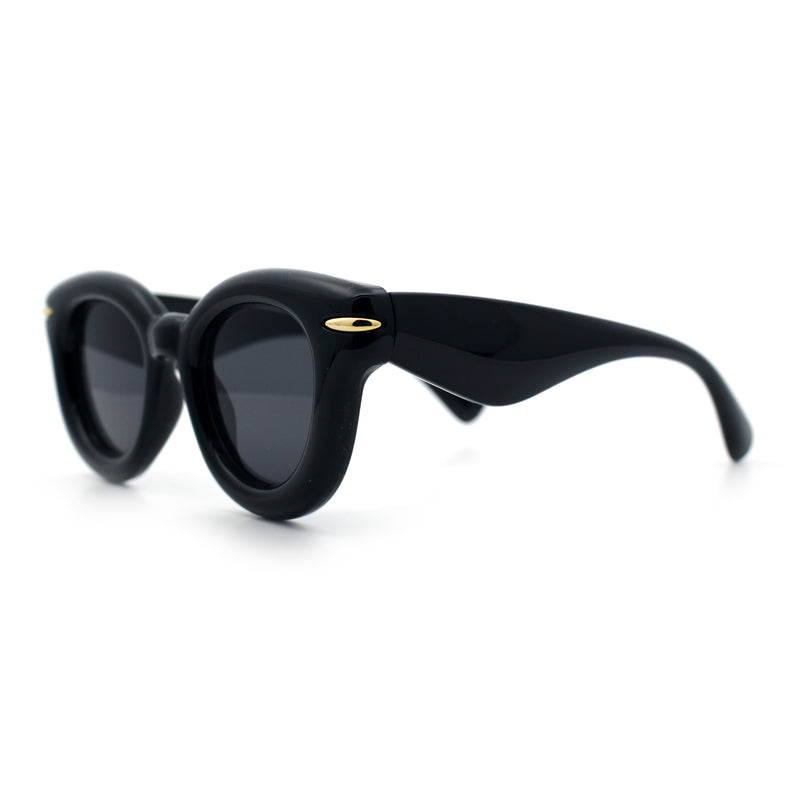 Womens Bubble Round Oval Thick Horn Rim Cute Fem Plastic Sunglasses