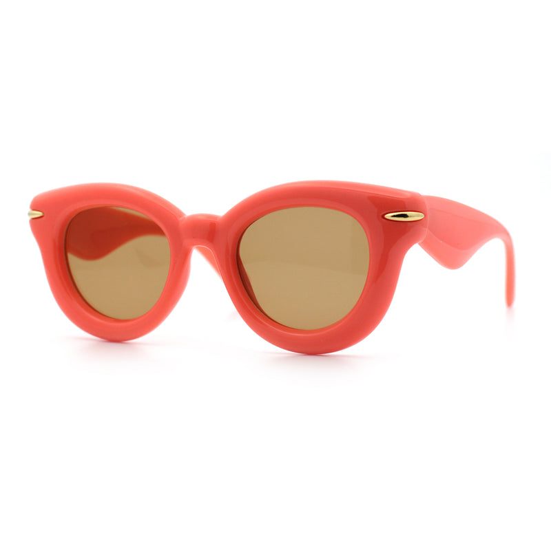 Womens Bubble Round Oval Thick Horn Rim Cute Fem Plastic Sunglasses
