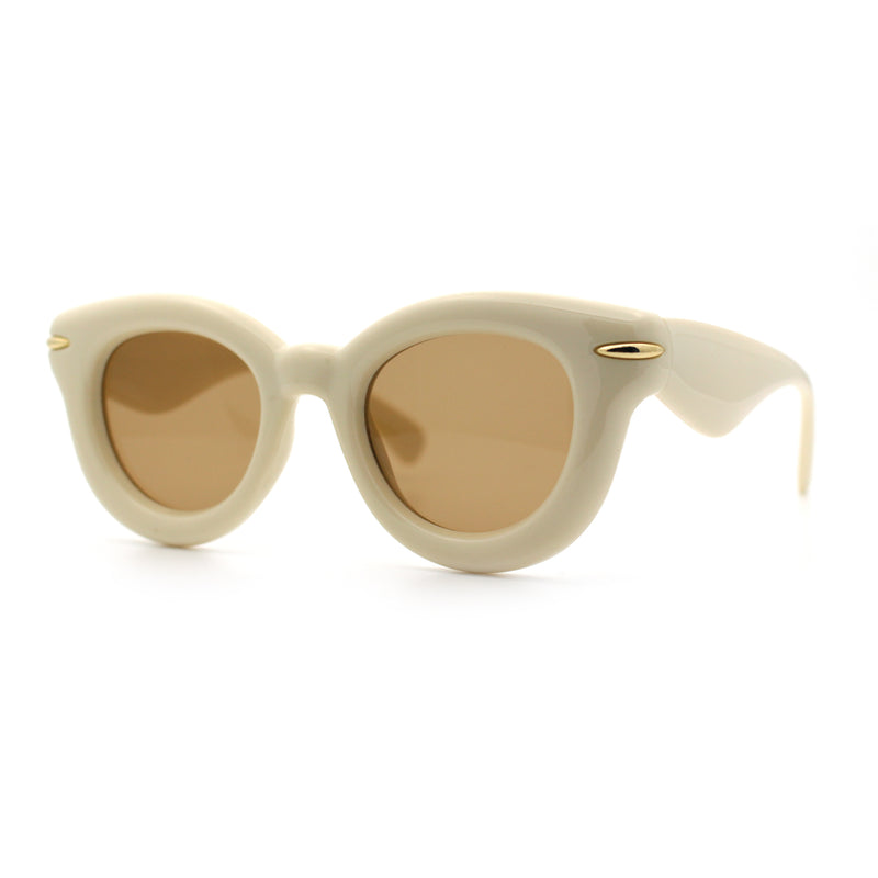 Womens Bubble Round Oval Thick Horn Rim Cute Fem Plastic Sunglasses
