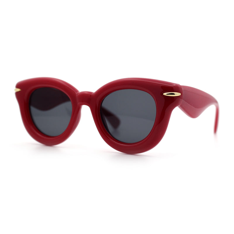 Womens Bubble Round Oval Thick Horn Rim Cute Fem Plastic Sunglasses