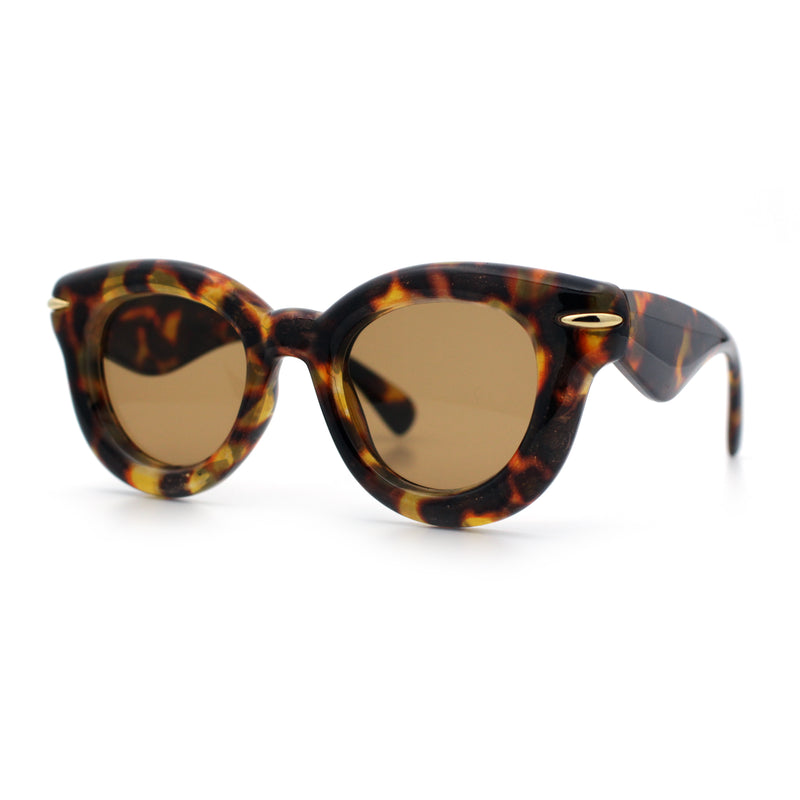 Womens Bubble Round Oval Thick Horn Rim Cute Fem Plastic Sunglasses