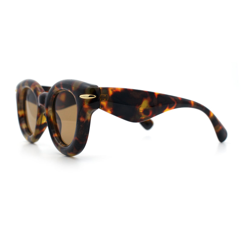 Womens Bubble Round Oval Thick Horn Rim Cute Fem Plastic Sunglasses