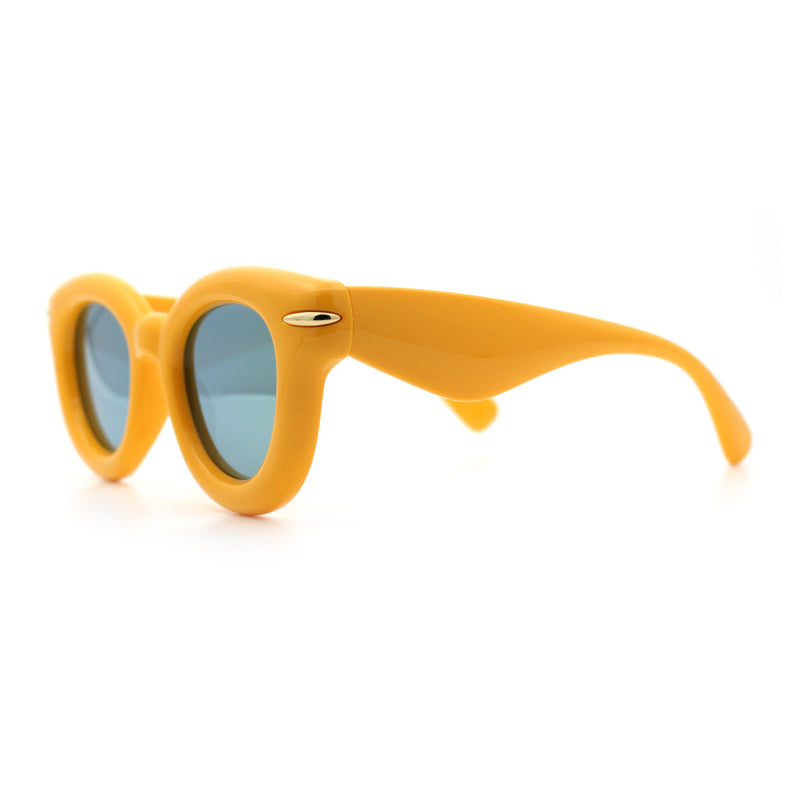 Womens Bubble Round Oval Thick Horn Rim Cute Fem Plastic Sunglasses