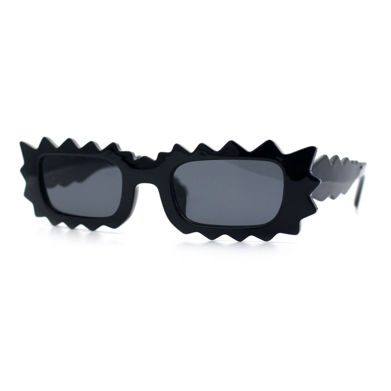 Fun Shockwave Jolt Shape Narrow Rectangle Bold Retro Fashion Sunglasses