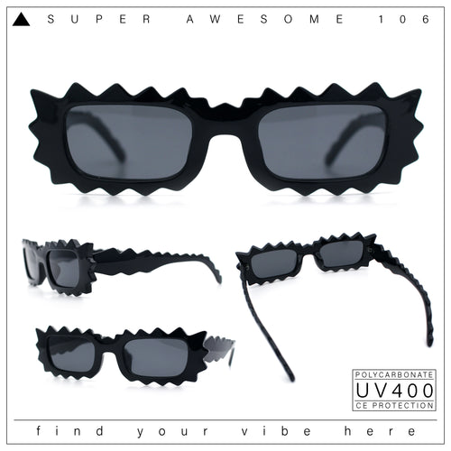 Fun Shockwave Jolt Shape Narrow Rectangle Bold Retro Fashion Sunglasses