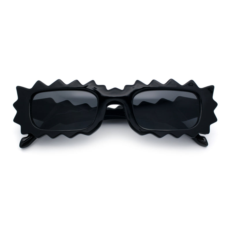 Fun Shockwave Jolt Shape Narrow Rectangle Bold Retro Fashion Sunglasses