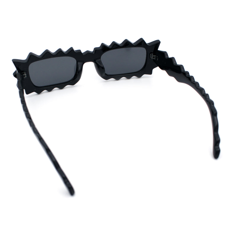 Fun Shockwave Jolt Shape Narrow Rectangle Bold Retro Fashion Sunglasses