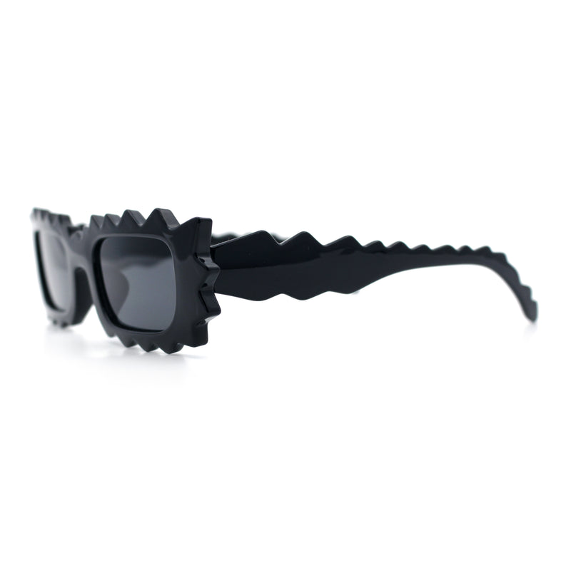 Fun Shockwave Jolt Shape Narrow Rectangle Bold Retro Fashion Sunglasses