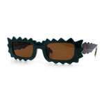 Fun Shockwave Jolt Shape Narrow Rectangle Bold Retro Fashion Sunglasses