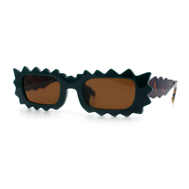 Fun Shockwave Jolt Shape Narrow Rectangle Bold Retro Fashion Sunglasses