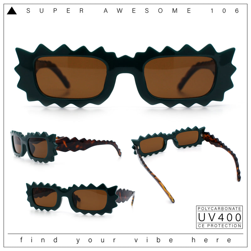 Fun Shockwave Jolt Shape Narrow Rectangle Bold Retro Fashion Sunglasses