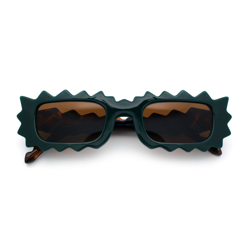 Fun Shockwave Jolt Shape Narrow Rectangle Bold Retro Fashion Sunglasses