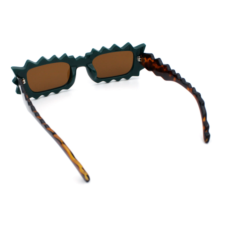 Fun Shockwave Jolt Shape Narrow Rectangle Bold Retro Fashion Sunglasses