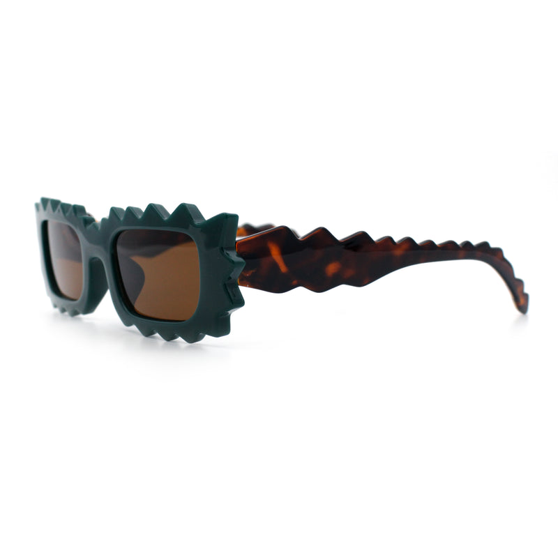 Fun Shockwave Jolt Shape Narrow Rectangle Bold Retro Fashion Sunglasses