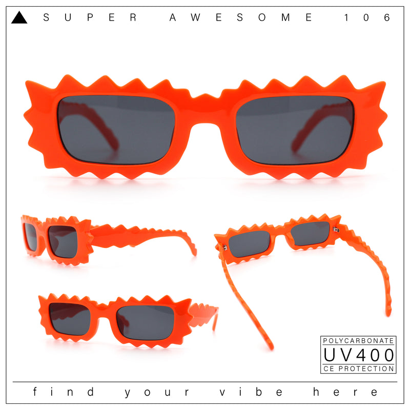 Fun Shockwave Jolt Shape Narrow Rectangle Bold Retro Fashion Sunglasses