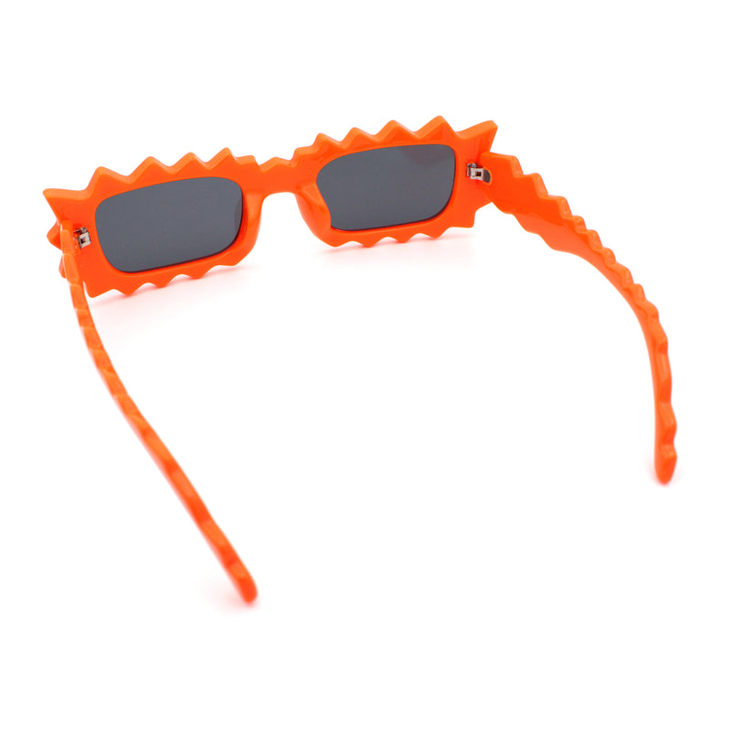Fun Shockwave Jolt Shape Narrow Rectangle Bold Retro Fashion Sunglasses