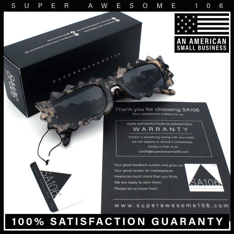 Fun Shockwave Jolt Shape Narrow Rectangle Bold Retro Fashion Sunglasses