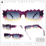 Fun Shockwave Jolt Shape Narrow Rectangle Bold Retro Fashion Sunglasses