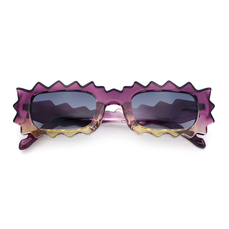 Fun Shockwave Jolt Shape Narrow Rectangle Bold Retro Fashion Sunglasses