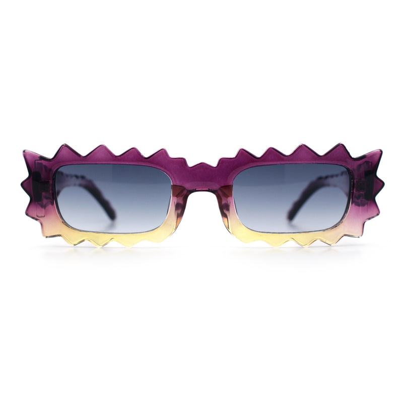Fun Shockwave Jolt Shape Narrow Rectangle Bold Retro Fashion Sunglasses