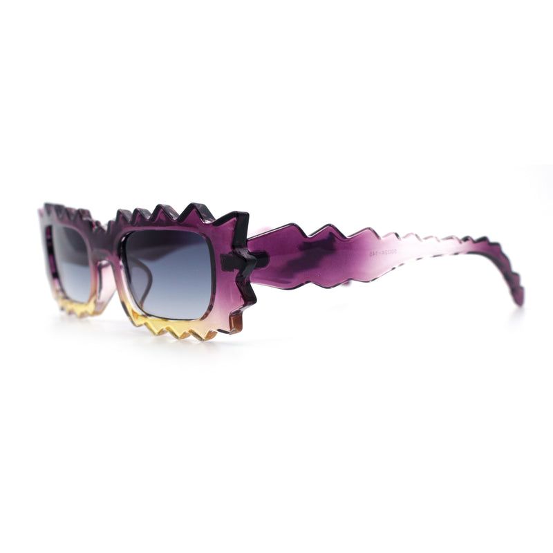 Fun Shockwave Jolt Shape Narrow Rectangle Bold Retro Fashion Sunglasses