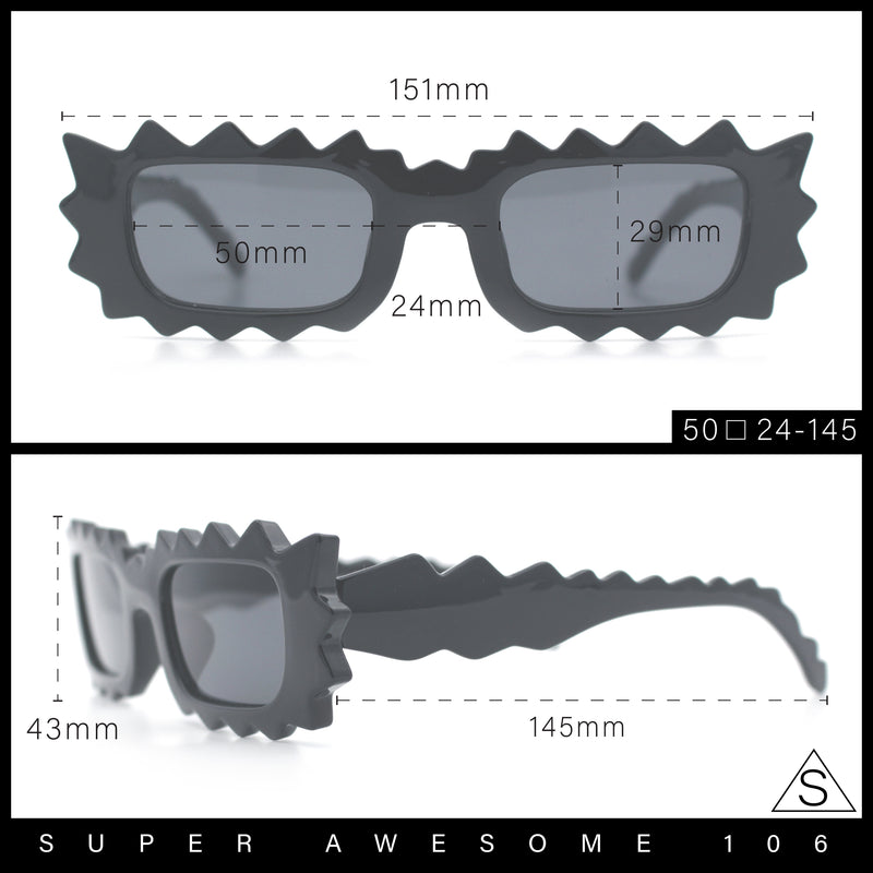 Fun Shockwave Jolt Shape Narrow Rectangle Bold Retro Fashion Sunglasses