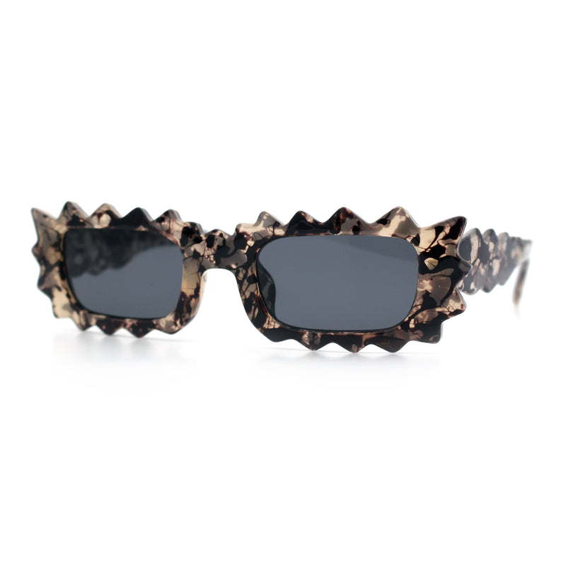 Fun Shockwave Jolt Shape Narrow Rectangle Bold Retro Fashion Sunglasses