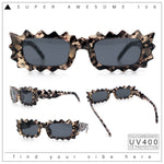Fun Shockwave Jolt Shape Narrow Rectangle Bold Retro Fashion Sunglasses