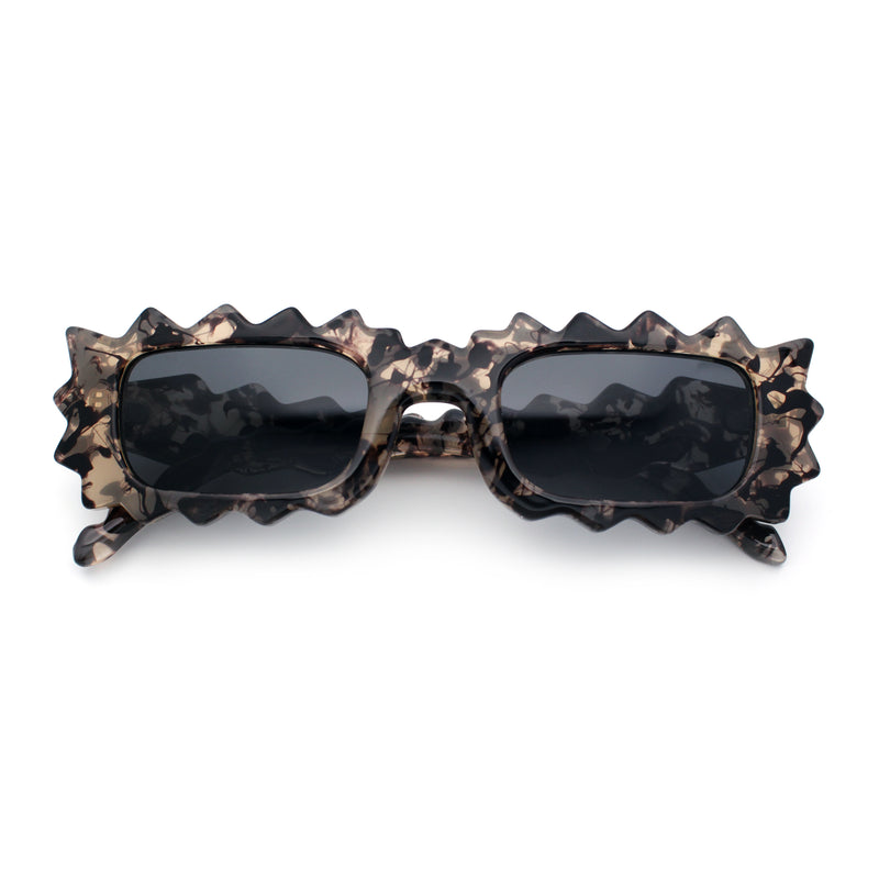 Fun Shockwave Jolt Shape Narrow Rectangle Bold Retro Fashion Sunglasses