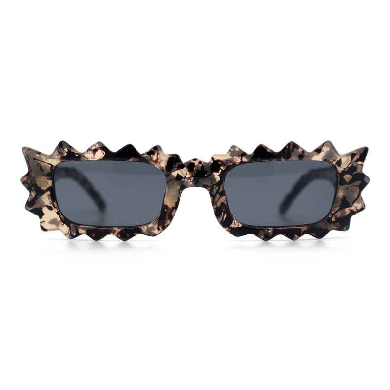 Fun Shockwave Jolt Shape Narrow Rectangle Bold Retro Fashion Sunglasses