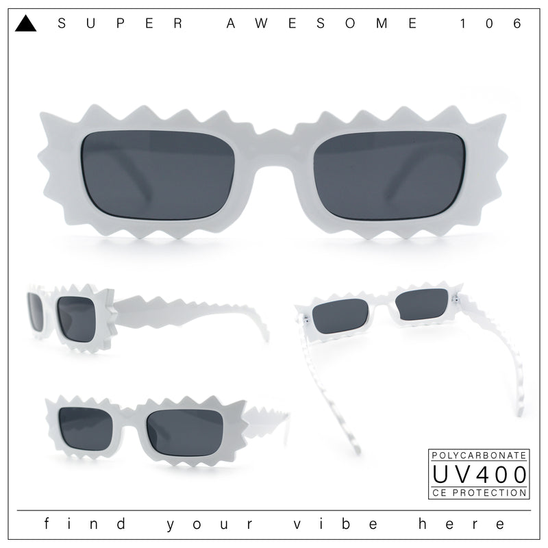 Fun Shockwave Jolt Shape Narrow Rectangle Bold Retro Fashion Sunglasses