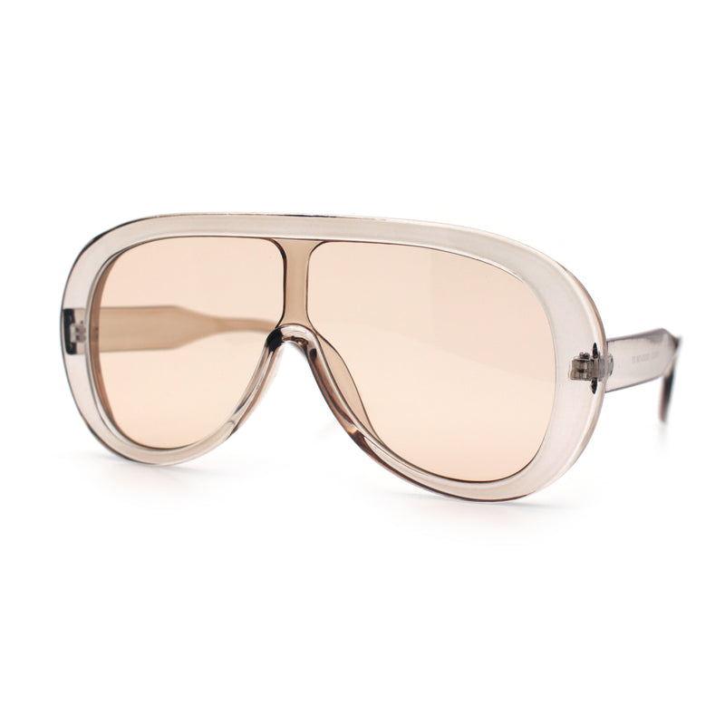 Bold Oversized Shield Thick Plastic Retro Racer Fashion Sunglasses