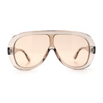 Bold Oversized Shield Thick Plastic Retro Racer Fashion Sunglasses