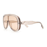 Bold Oversized Shield Thick Plastic Retro Racer Fashion Sunglasses