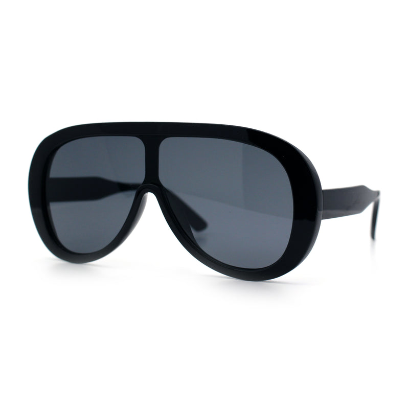 Bold Oversized Shield Thick Plastic Retro Racer Fashion Sunglasses