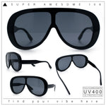 Bold Oversized Shield Thick Plastic Retro Racer Fashion Sunglasses