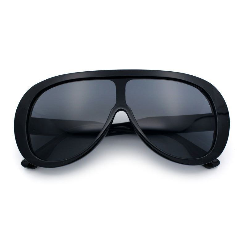 Bold Oversized Shield Thick Plastic Retro Racer Fashion Sunglasses