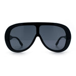 Bold Oversized Shield Thick Plastic Retro Racer Fashion Sunglasses