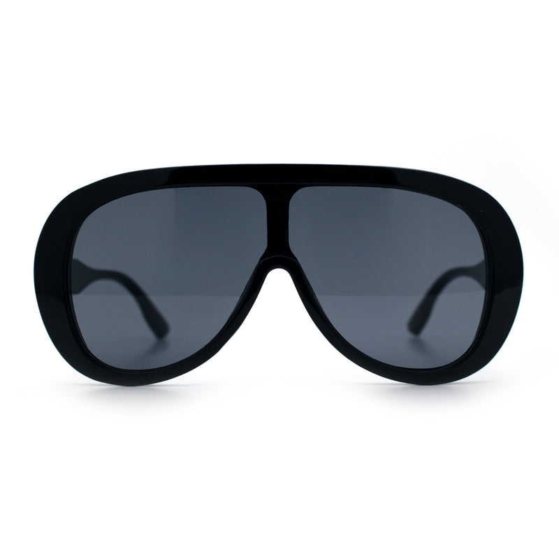 Bold Oversized Shield Thick Plastic Retro Racer Fashion Sunglasses
