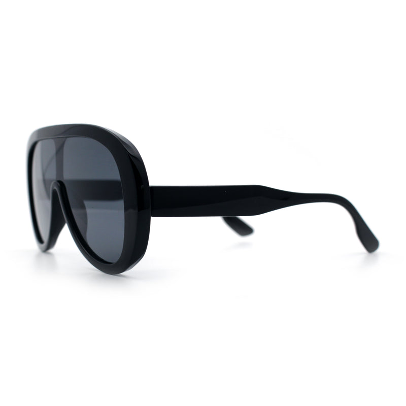 Bold Oversized Shield Thick Plastic Retro Racer Fashion Sunglasses
