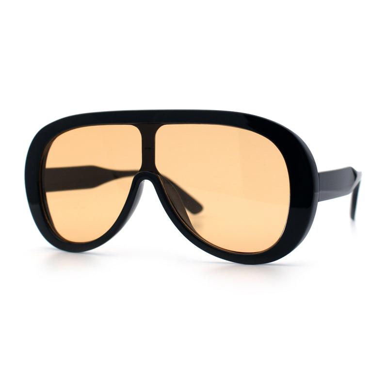 Bold Oversized Shield Thick Plastic Retro Racer Fashion Sunglasses