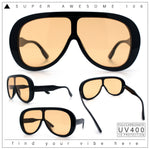 Bold Oversized Shield Thick Plastic Retro Racer Fashion Sunglasses