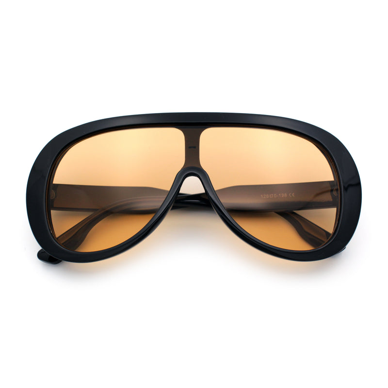 Bold Oversized Shield Thick Plastic Retro Racer Fashion Sunglasses